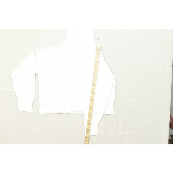 Michael Kors Women's White Waffle Knit Hoodie Sweatshirt Regular Size L - Picture 6 of 8